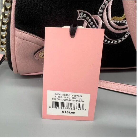 Juicy Couture Juicy Lovers Club Bowler Crossbody Handbag Black Pink NWT - Picture 5 of 8